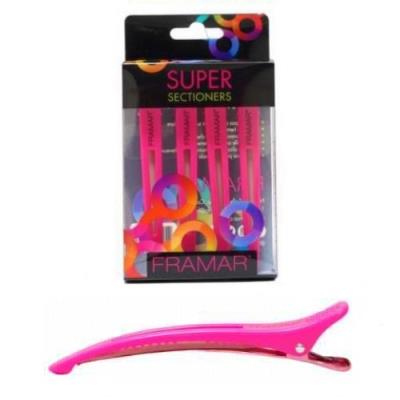  Framar Super Sectioners Clips Pink 4pz fermacapelli con silicone